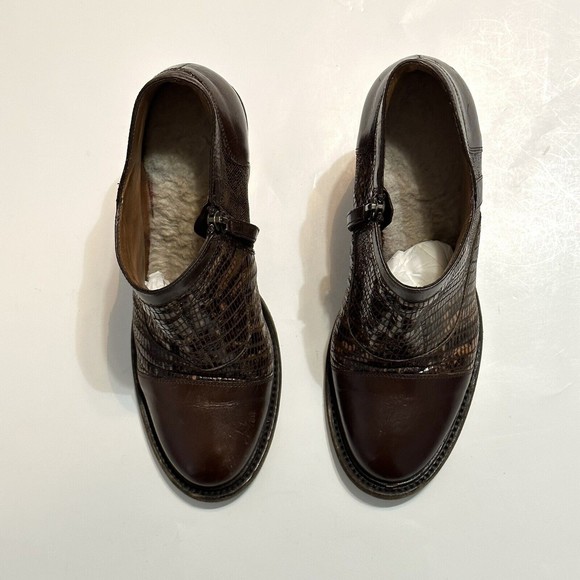 Ugg Collection Women Size 9 Giacinta Brown Ankle Boots Snake Skin Made In Italy - Picture 4 of 16